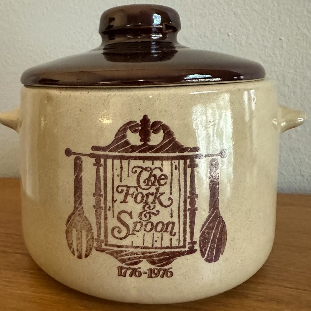 Vintage West Bend Bean Pot - The Fork & Spoon 1776 - 1976